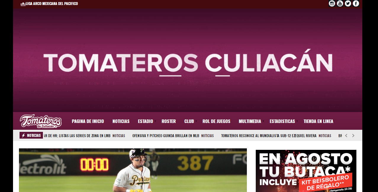 Página Web Tomateros Culiacán