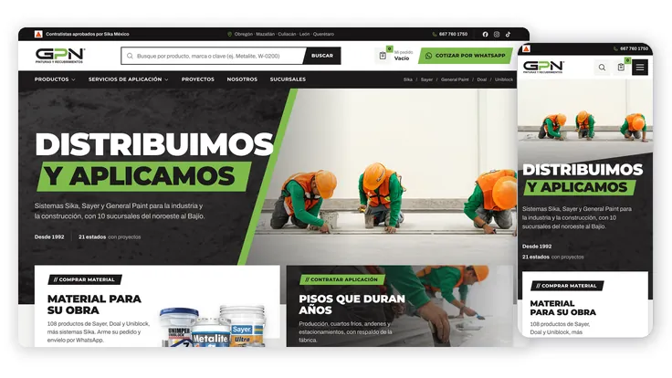 Sitio web de GPN Pinturas y Recubrimientos, en construcción