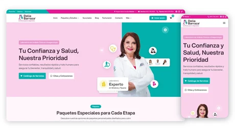 Sitio web de Laboratorios Delia Barraza hecho por Ad Center