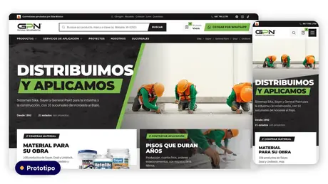 Prototipo del sitio web de GPN Pinturas hecho por Ad Center