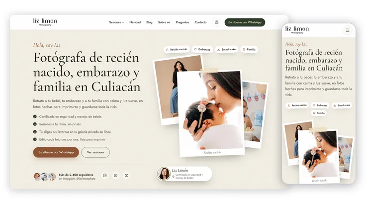 Sitio web de Liz Limón Photography, fotógrafa en Culiacán