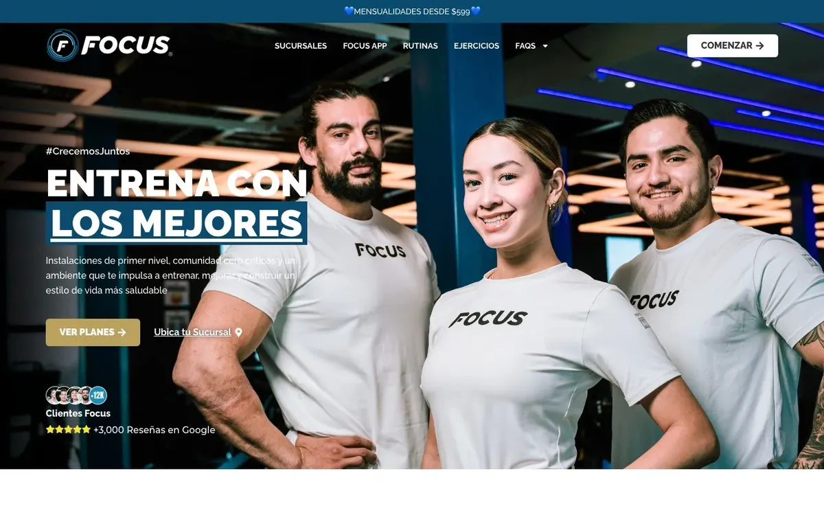 Primera pantalla del sitio de Focus