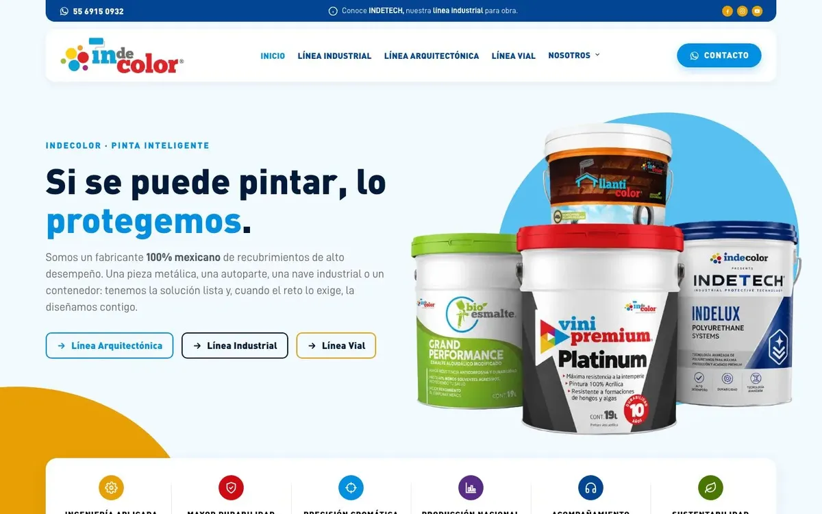 Primera pantalla del sitio de Indecolor