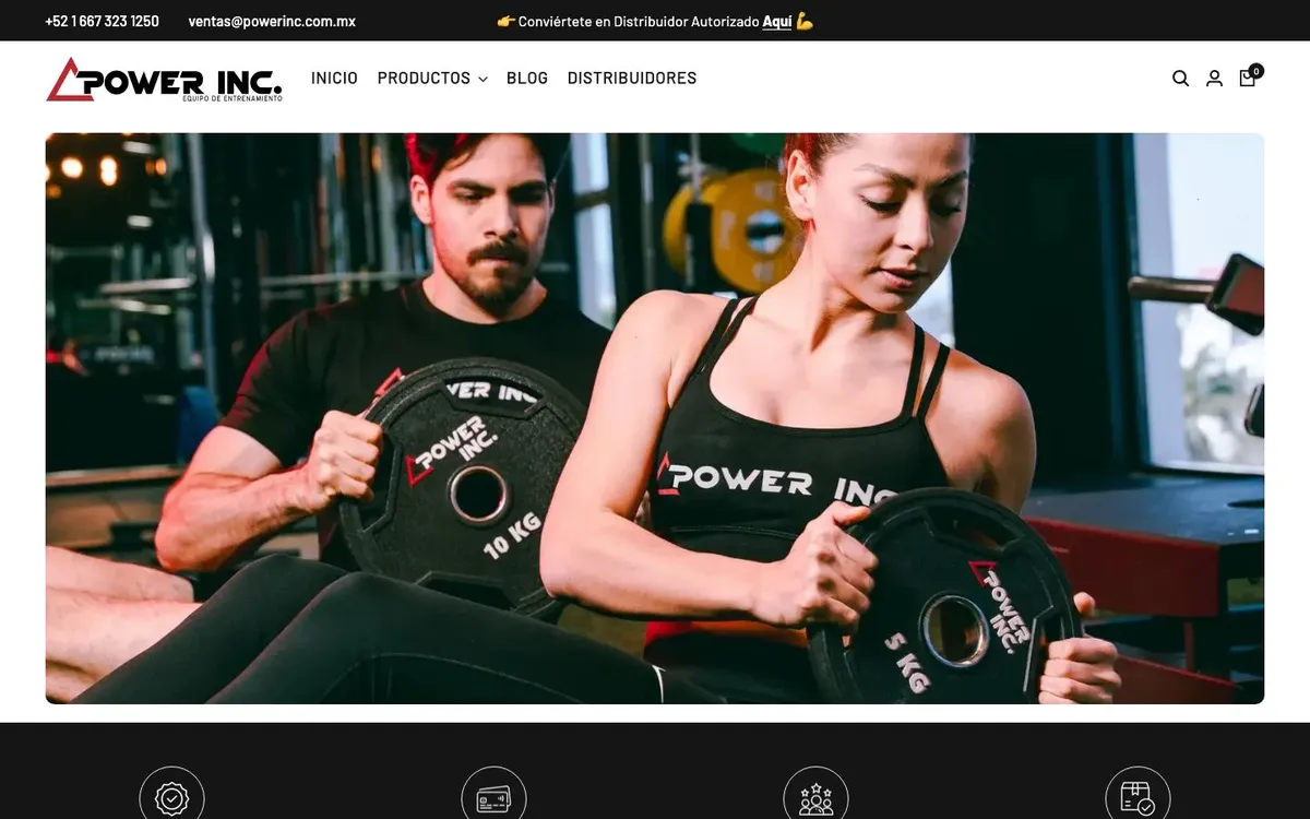 Primera pantalla del sitio de Power Inc