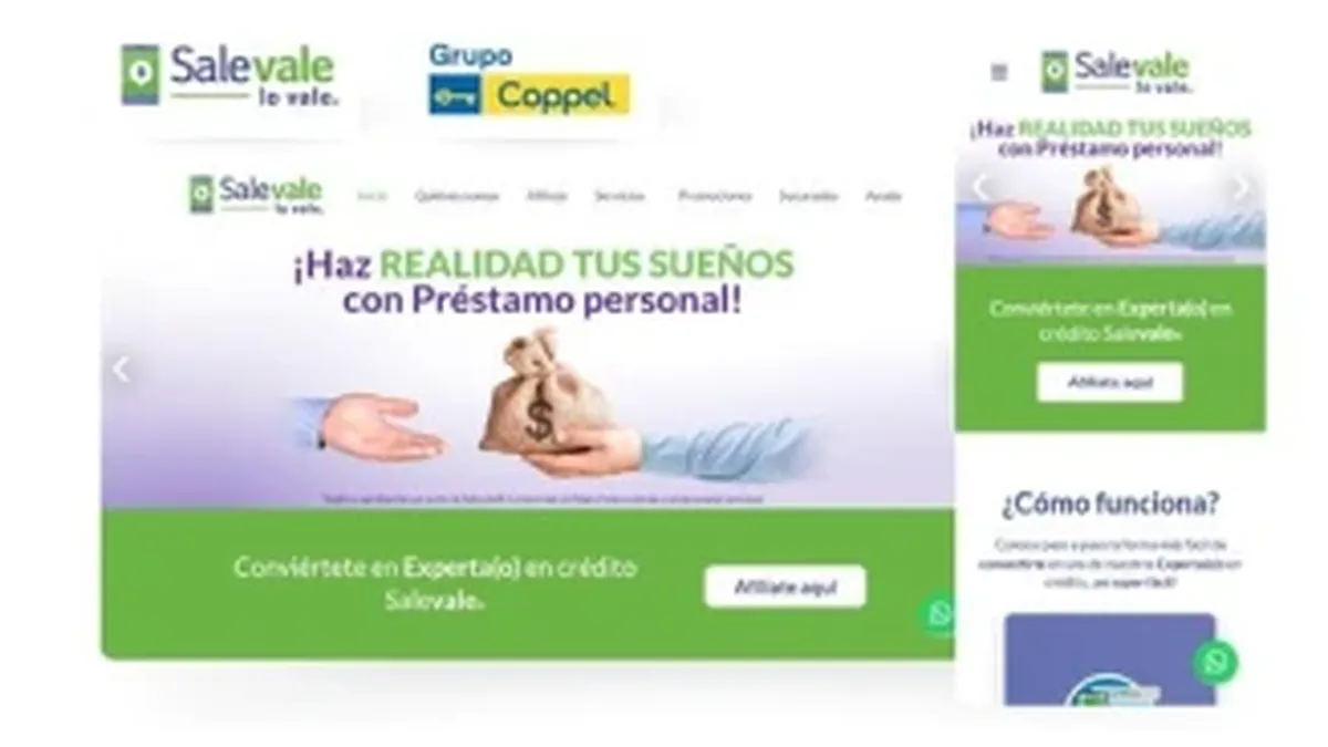 Primera pantalla del sitio de Sale Vale (Grupo Coppel)